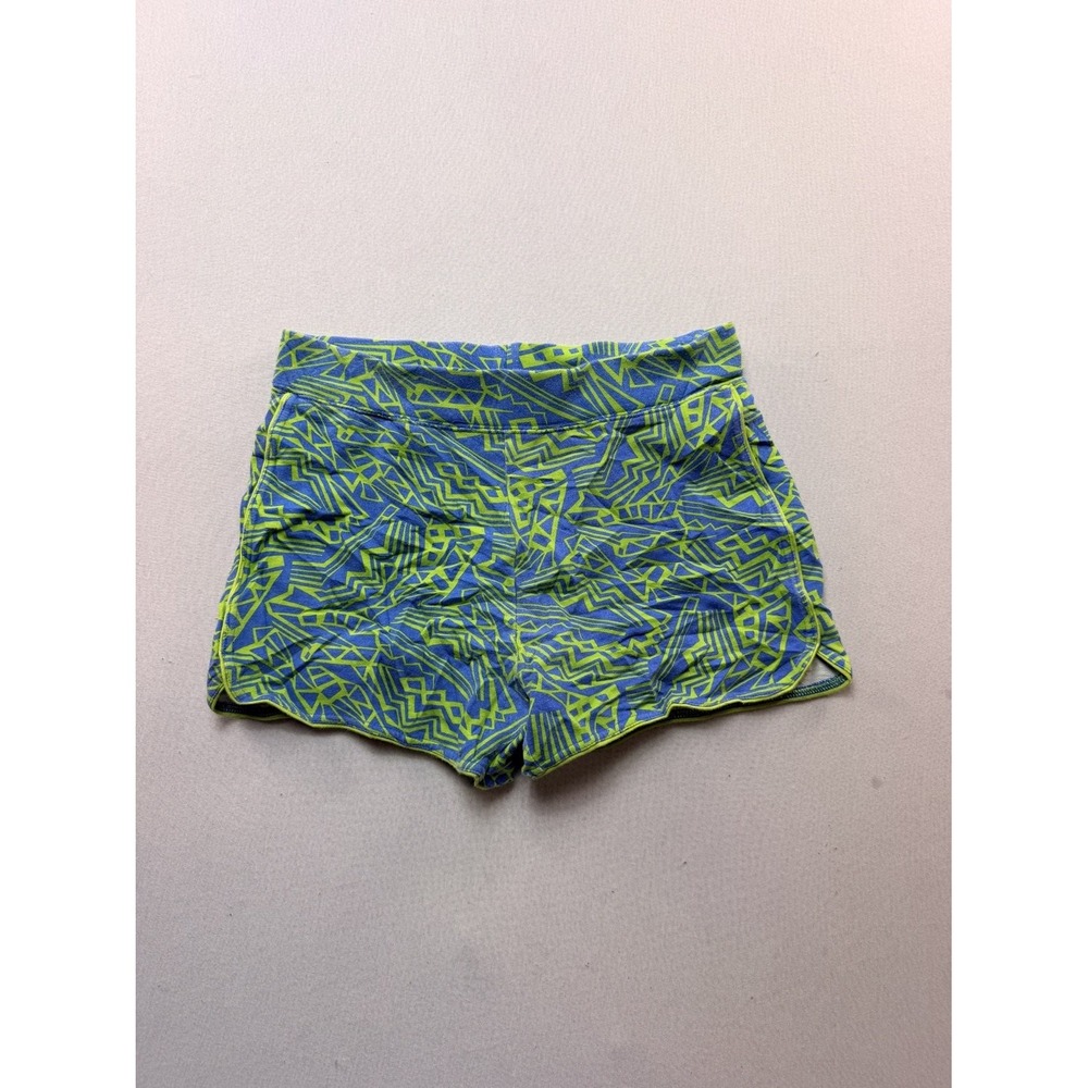 Christie Brooks Pull On Shorts Womens XL Blue Lime Good Geometric Scalloped